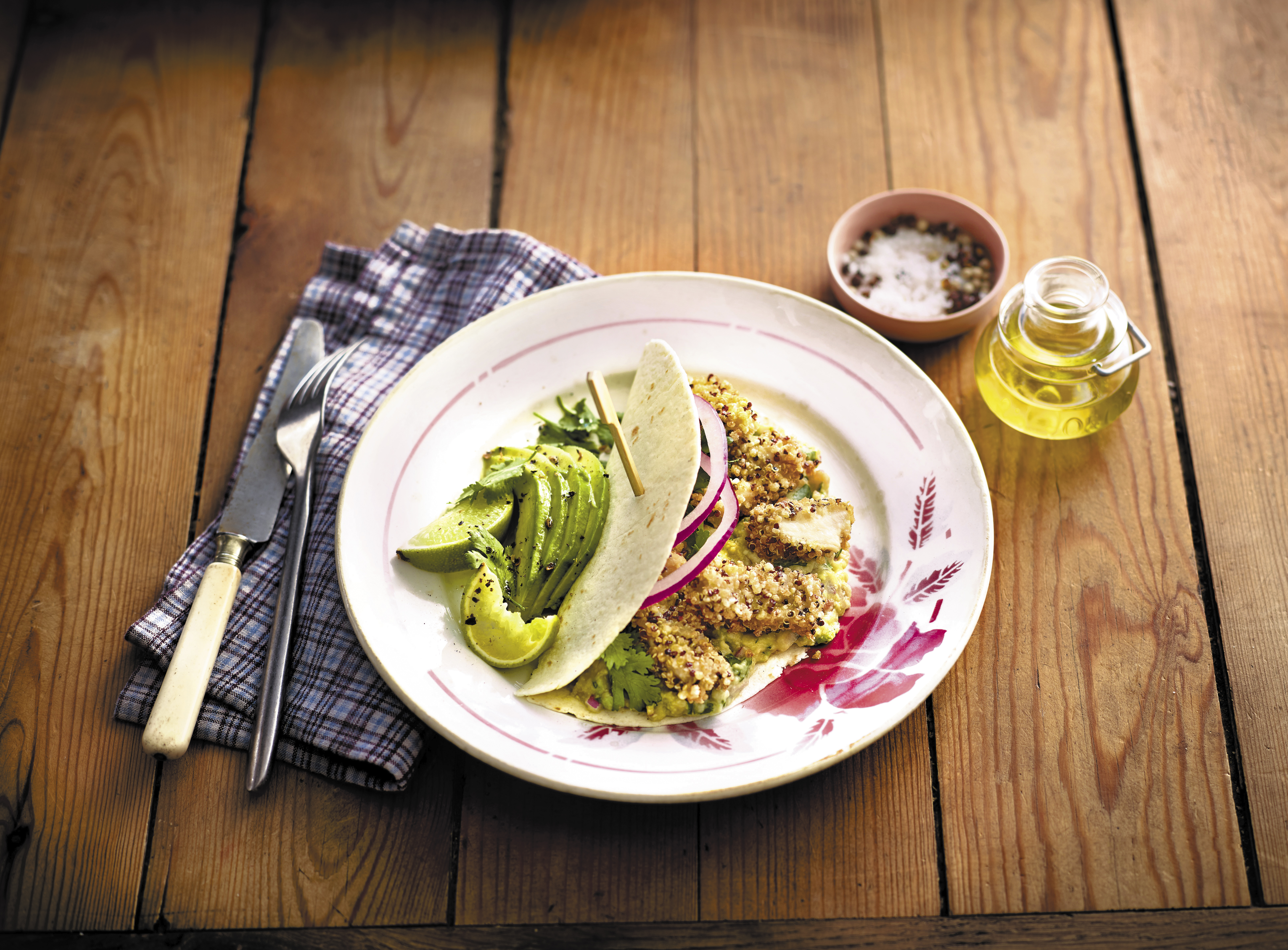 Panse de bœuf à la mexicaine panée au quinoa grillé