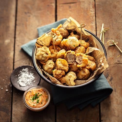 Tempuras de rognons d’agneau, mayonnaise à la diable